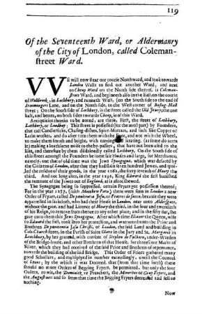 Of the Seventeenth Ward, or Aldermanry of the City of London, called Colemanstreet Ward