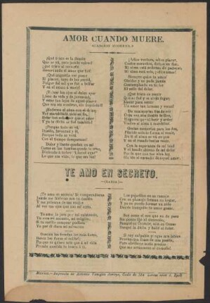 Amor cuando muere. : "Canción moderna."