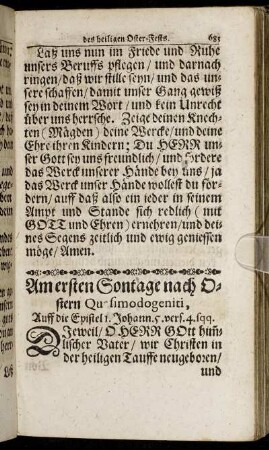 Am ersten Sontage nach Ostern Quasimodogeniti.