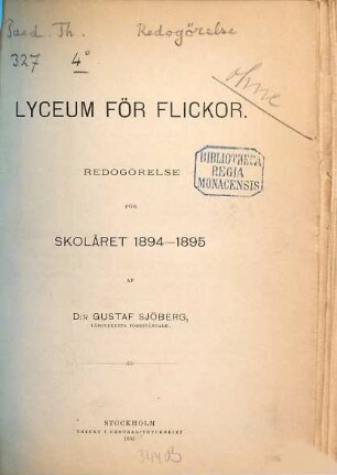 Redogörelse för skolåret .... 1894/95 (1895)