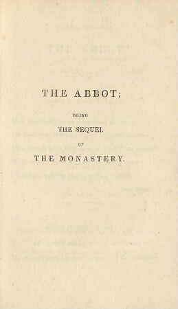 The Abbot; Being The Sequel Of The Monastery
