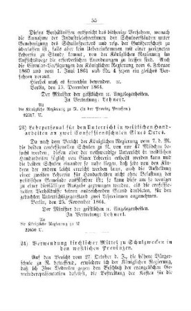 Verwendung kirchlicher Mittel zu Schulzwecken in den westlichen Provinzen : [V. Elementarschulwesen]