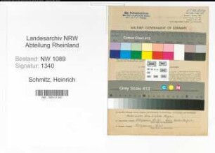 Entnazifizierung Heinrich Schmitz , geb. 19.11.1920 (Polizist)