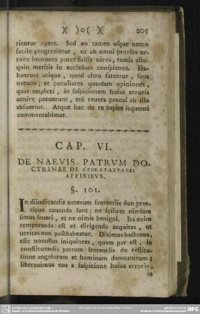 Cap. VI. De Naevis Patrum Doctrinae De Apokatastasei Affinibus