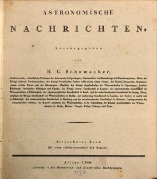 Astronomische Nachrichten = Astronomical notes. 17, 17. 1839