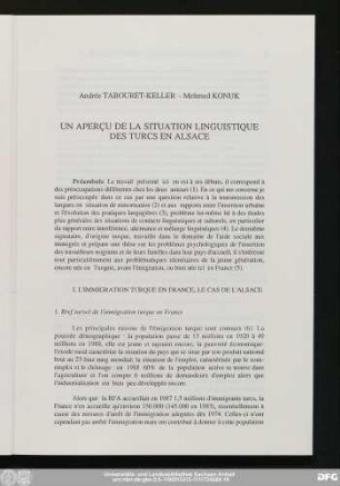 Andrée Tabouret-Keller - Mehmed Konuk Un Aperçu De La Situation Linguistique Des Turcs En Alsace