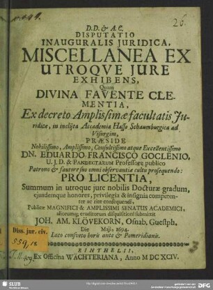 Miscellanea ex utroque jure