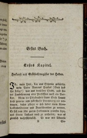 Erstes Kapitel. Herkunft und Geschlechtsregister des Helden.