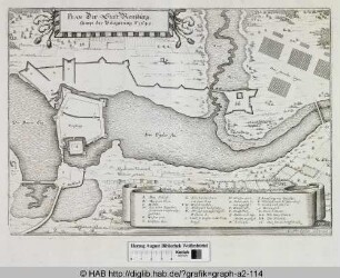 Plan der Statt Rensburg, sampt der Belägerung A° 1645.