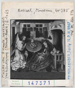Meister von Flémalle (Werkstatt ?): Verkündigung. Mérode-Kopie. Brüssel, Museum