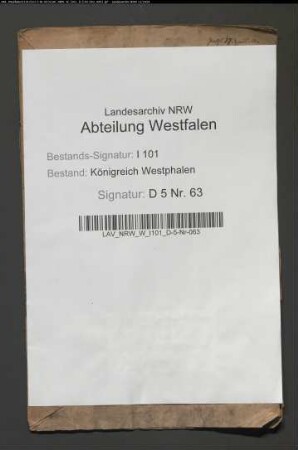 Allodifikation des Neuenheerser Lehens des Andreas Wasmuth zu Peckelsheim. Provenienz: Procureur du Roi, Tribunal 1. Instanz, Höxter