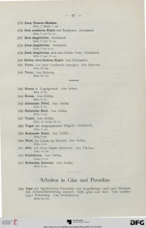 Arbeiten im Glas und Porzellan (Nr. 394-401)