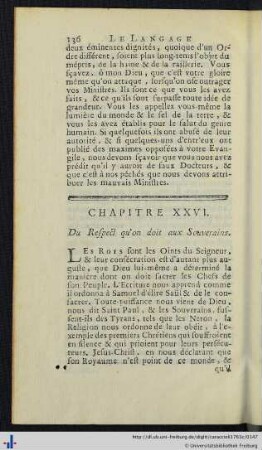 Chap. XXVI. Du Respect qu’on doit aux Souverains.