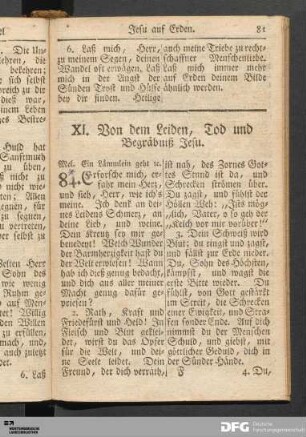 XI. Von dem Leiden, Tod und Begräbniß Jesu.