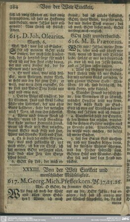 XXXIII. Von der Welt Eitelkeit und menschlicher Mühseligkeit