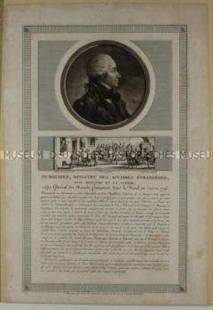 Porträt des Kriegsministers General Charles François Dumouriez/ Verhaftung der Abgesandten des Generalkonvents auf seinen Befehl (Porträtfolge zur Französischen Revolution)