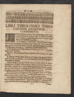 Libri Theologici Theologorum Augustanae Confessionis.