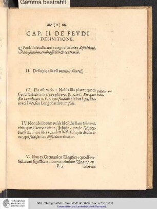 Cap. II. De Feudi Definitione.