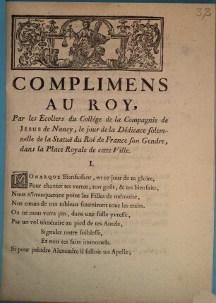 Complimens Au Roy