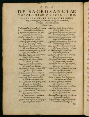 Oda, de Sacrosancteae Theologiae...