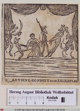 Der Heilige Antonius wird in die Hölle geführt.