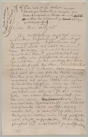 Richard Wagner (1813-1883) Autographen: Brief von Richard Wagner an Ernst Wilhelm Fritzsch - BSB Autogr.Cim. Wagner, Richard.52