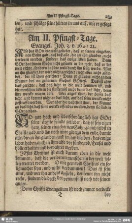 Am II. Pfingst-Tage. Evangel. Joh. 3. v. 16-21