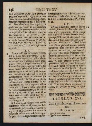 Titulus XVI. Ut lite pendente nihil innovetur.