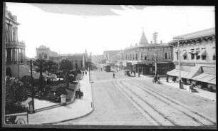 Santa Rosa. Scene on Fourth St. with Court House, Santa Rosa, Cal.