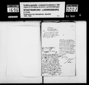 Heimatrechtsverhältnisse des Drogisten Merkt in Cannstatt, geb. 14.11.1790 in Kapfenburg, Oberamt Neresheim