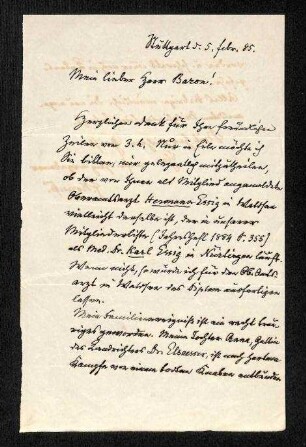 Brief von Ferdinand Krauss an R.v. Koenig