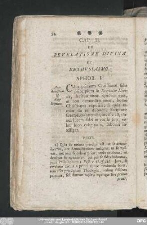 Cap. II. De Revelatione Divina Et Enthusiasmo.