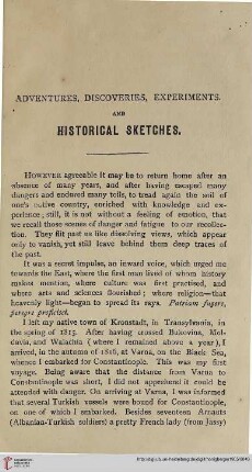 Adventures, discoveries, experiments and historical sketches