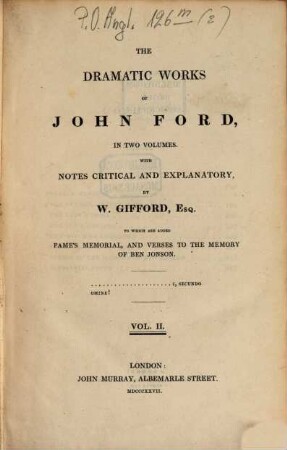 The dramatic works of John Ford, 2