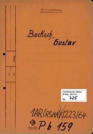 Personenheft Gustav Bucksch (*05.06.1897), Polizeiinspektor