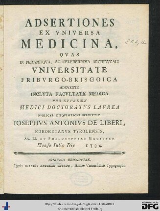 Adsertiones Ex Vniversa Medicina