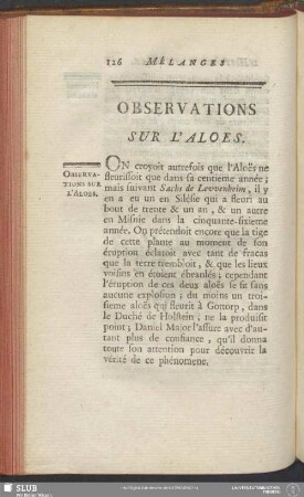 Observations Sur L'Aloes