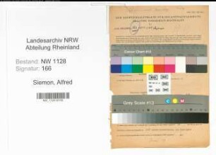 Entnazifizierung Alfred Siemon , geb. 30.03.1901 (Polizist)