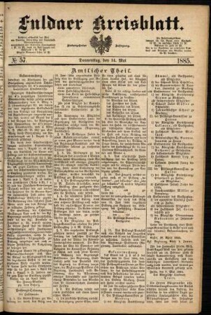 Ausgabe vom Donnerstag, den 14. Mai 1885.