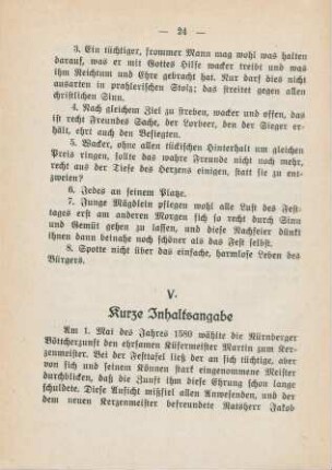 V. Kurze Inhaltsangabe
