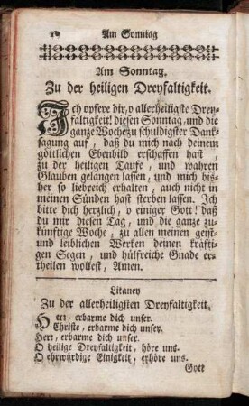 Am Sonntag. Zu der heiligen Dreyfaltigkeit