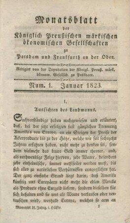 Num. 1. Januar 1823.
