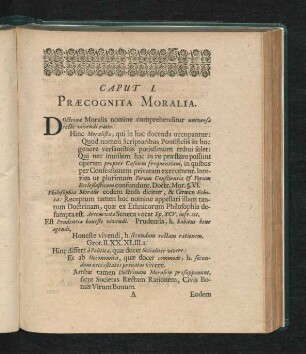 Caput I. Praecognita Moralia.