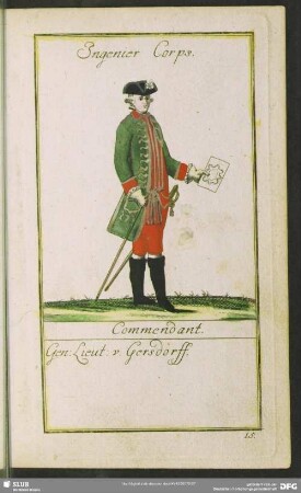 Ingenier Corps. Commendant. Gen: Lieut: v. Gersdorff
