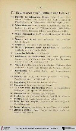 IV. Sculpturen aus Elfenbein und Holz etc. (Nr. 195-232)