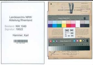 Entnazifizierung Karl Hammer , geb. 06.12.1897 (Bahnbeamter)