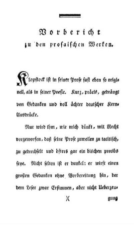 Vorbericht zu den prosaischen Werken