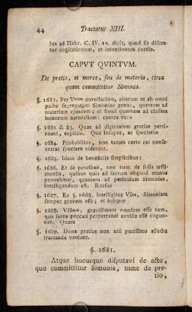 44-55, Caput Quintum. De pretio, et merce, seu de materia, circa quam committitur Simonia.