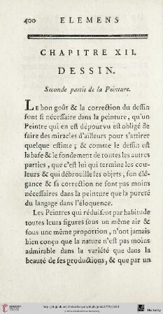 Chap. XII. : Du dessin. Seconde partie de la peinture
