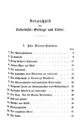 Verzeichniß der Liedertafel-Gesänge und Lieder